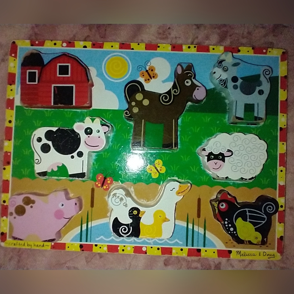Free With Purchase Melissa & Doug Wood Farm Animal Puzzle - Multicolor Wooden